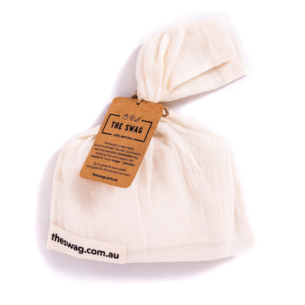 
                      
                        Reusable Swag produce bag set used to replace plastic bags. Picture of the full set with a swing tag - The Swag AU
                      
                    